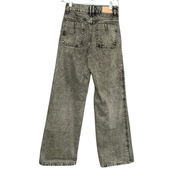Zara Faded Black Wide Leg High Waist 100% Cotton Denim Jeans size 2 - Picture 5 of 9